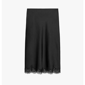 Zara black Satin effect lace skirt ZW collection